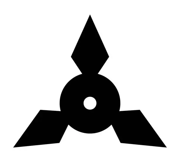 Vector illustration of A throwing star isolated vector silhouette.