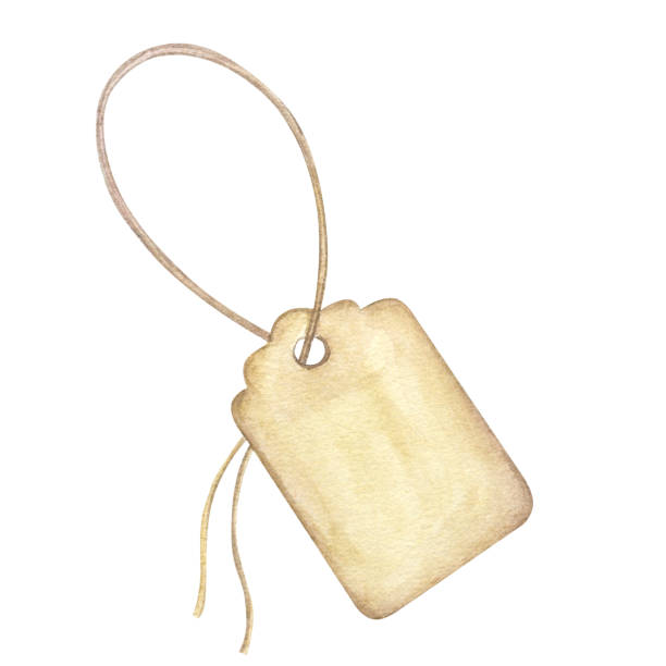 istock Blank craft tag with brown rope. Vintage paper label. Hand draw watercolor illustration isolated on white background. Clip art element for design, decoration, packaging, notes, letters 1491059249