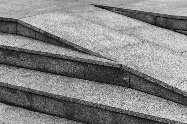 Granite stairs with a ramp, close up, abstract architecture background photo