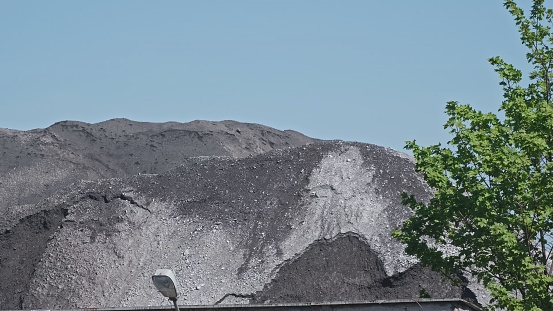 Large Heap of Coking Coal Slag Stored at Coal Mine Outdoor Storage Area