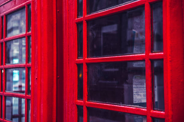 Traditional old style UK red phone box