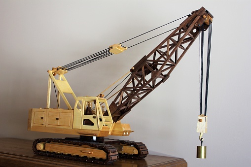 Wooden crane built from plans