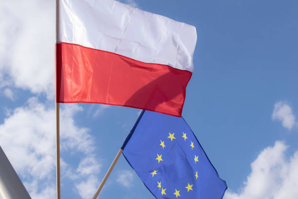 istock Polish flag against the sky 1491077744