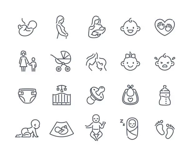 Vector illustration of Maternity icons set