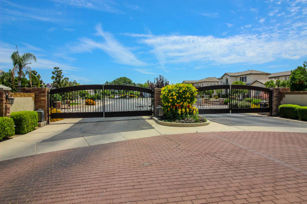 istock Metal Security Gates At Housing Subdivision 1491083157