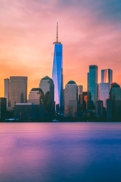 The Freedom Tower and NYC Skyline at Sunrise