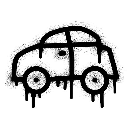 Coretan Ikon Mobil Dengan Cat Semprot Hitam Ilustrasi Stok - Unduh
