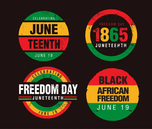 Vector illustration of Set of Juneteenth Freedom Day Celebration design badges or labels