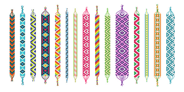 Handmade bracelets. Friendship craft hippy bracelet, thread macrame pattern design
