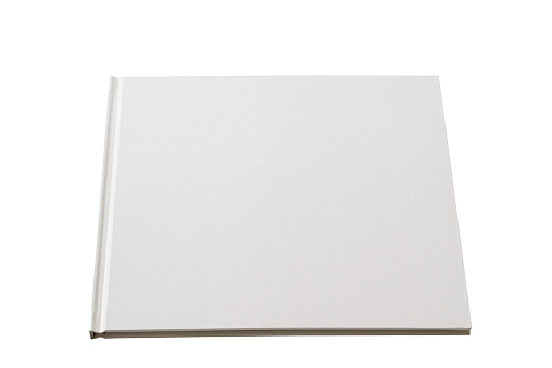 Square white blank book isolated on white background with clipping path.