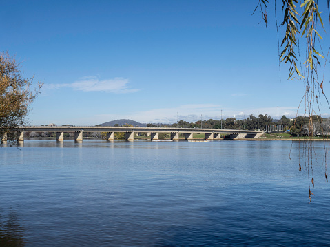 Commonwealth Avenue in Canberra and bridge over Lake Burley Griffith