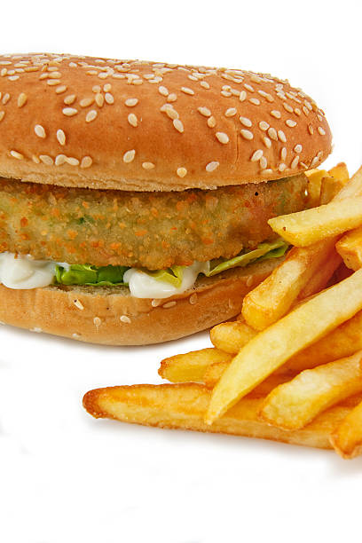 istock Vegetarian Burger and fries 149110415