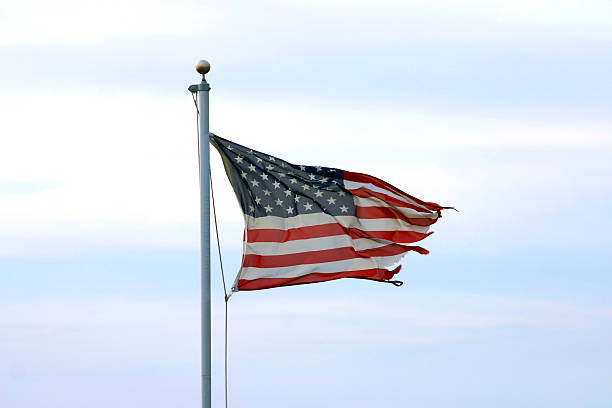 Fraying American Flag stock photo