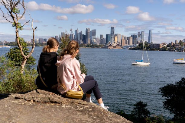 istock Two young girls looking at Sydney harbour 1491114188