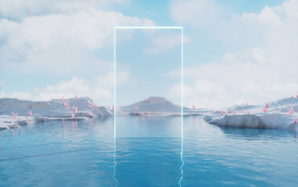 istock Barren land and lakes, 3d rendering. 1491115535