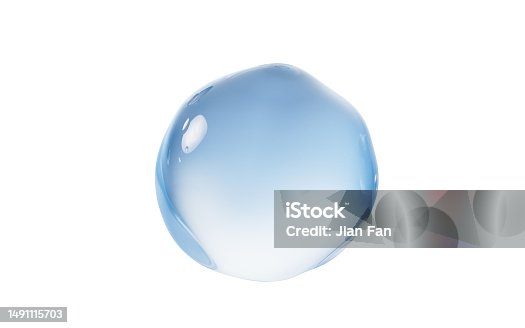 istock Soft water drop sphere, 3d rendering. 1491115703