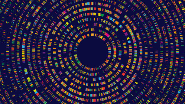 Dna test infographic. Genome sequence map, radial two-dimensional barcoding and abstract big data structure vector concept background illustration Dna test infographic. Genome sequence map, radial two-dimensional barcoding and abstract big data structure vector concept background illustration of medical dna, gene analysis dna stock illustrations