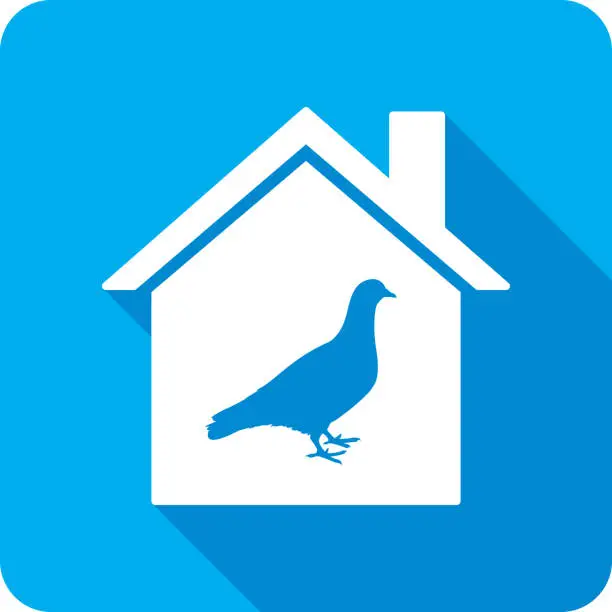 Vector illustration of House Pigeon Icon Silhouette 1