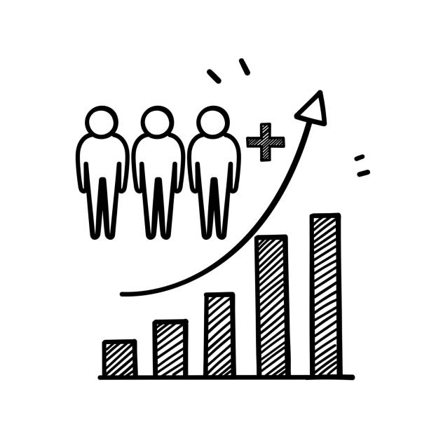 ilustrações de stock, clip art, desenhos animados e ícones de hand drawn doodle population growth icon illustration vector - customer pie chart demographic people