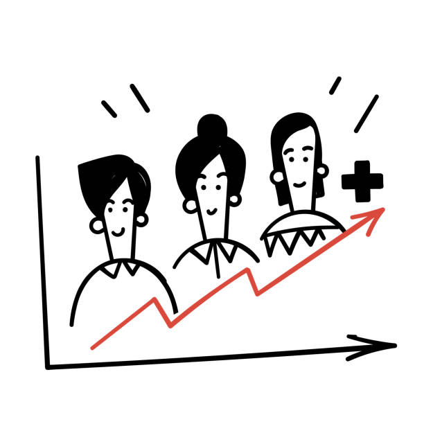 손으로 그린 낙서 인구 증가 아이콘 그림 벡터 - customer pie chart demographic people stock illustrations