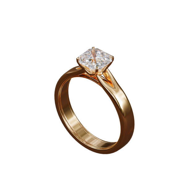 istock Gold ring with diamonds on isolated background from design with 3d render. 1491130629