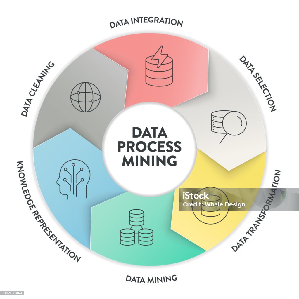 Data Process Mining Infographics Presentation Vector Has Data Cleaning ...