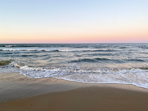 Wide angle shot of Virginia Beach during sunset