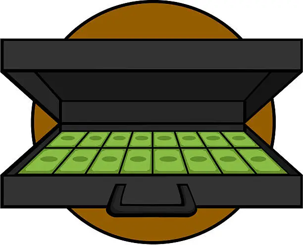 Vector illustration of briefcase with money