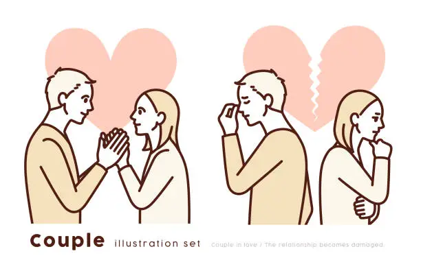 Vector illustration of Heart expresses the state of a couple. Vector illustration of a couple.