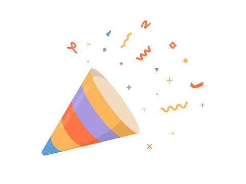 Colorful Confetti and Party Popper Icon