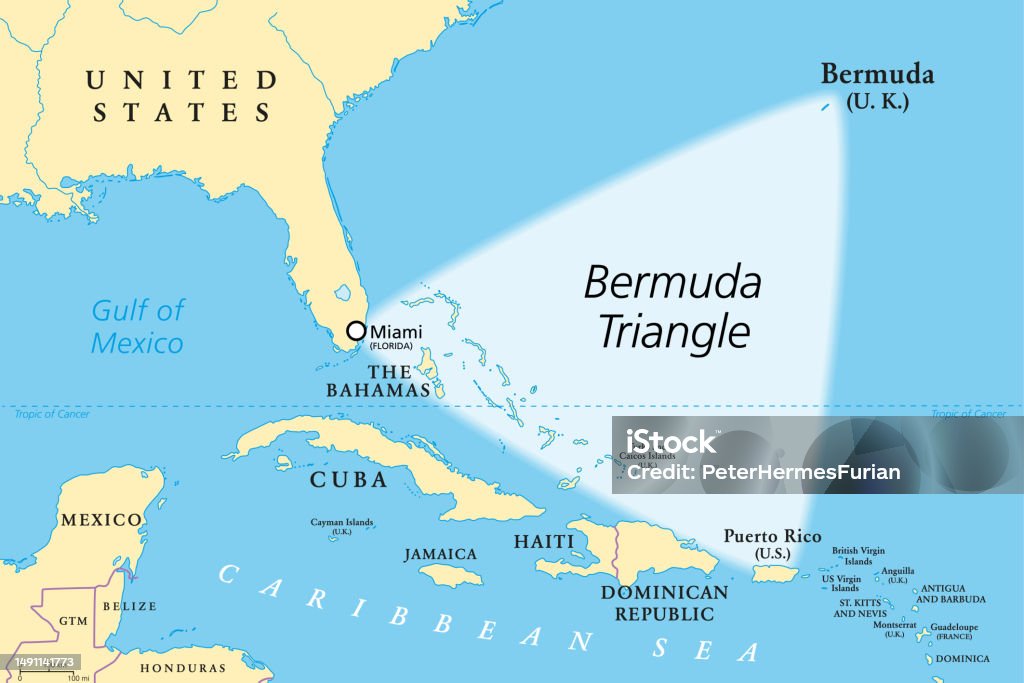 The Bermuda Triangle Or Also Devils Triangle Political Map Stock ...