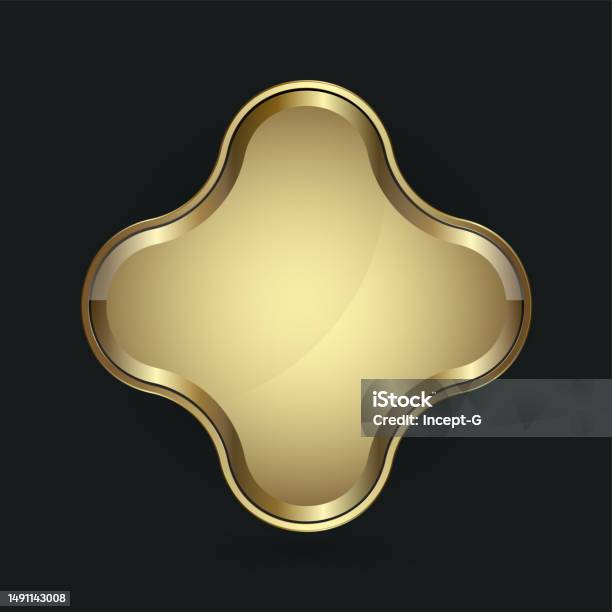 Golden Button Design Golden Button Design In Shape With Premium Frame Vector Illustration ...