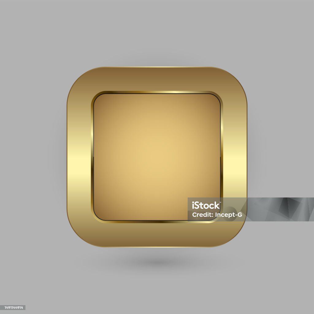 Rectangular Metalic Button Ui Golden Rectangle Blank Button For Website Ui Or App Ux Vector Design In ...