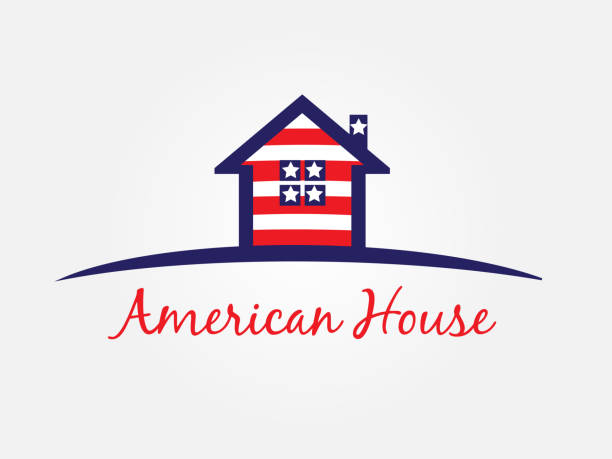American flag house logo vector American flag house real estate business card icon symbol logo vector image illustration american flag house stock illustrations