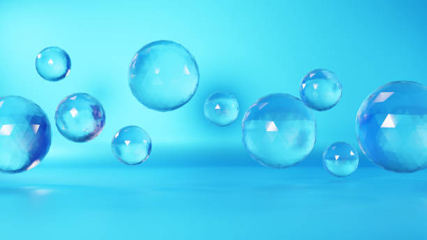 istock 3D Illustration.Transparent glass sphere floating in midair on light blue background. (Horizontal) 1491149059