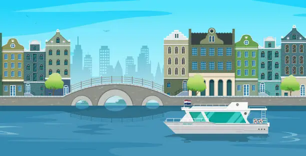 Vector illustration of Bridge in Amsterdam.