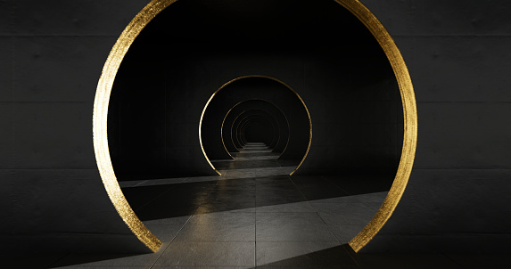 The endless circular concrete tunnel creates an almost spiritual experience, with its vastness and infinity inspiring a sense of awe and reverence in the viewer.