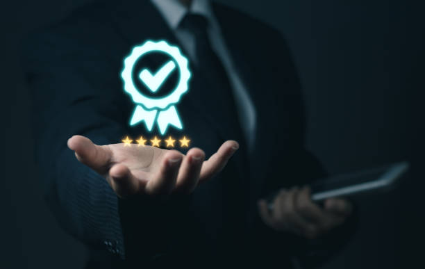 Customer Experiences review satisfaction feedback survey concept. Client give rating to service on online application,Customer can evaluate quality of service leading to reputation ranking of business