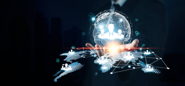 istock CRM Customer network Relationship Management for business sales marketing system concept. Businessman hold of global structure customer network technology, clients, assistance,organization of client. 1491154552