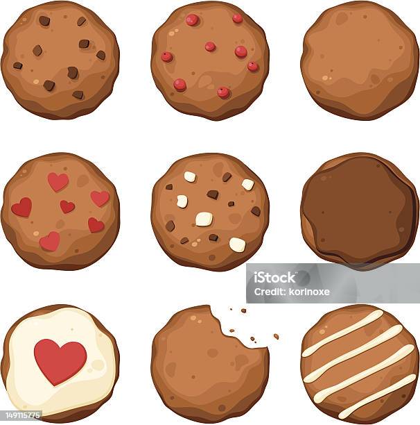 Ilustración de De Galletas Con Pedacitos De Chocolate y más Vectores Libres de Derechos de Galleta - Dulces - Galleta - Dulces, Chocolate, Alcorza