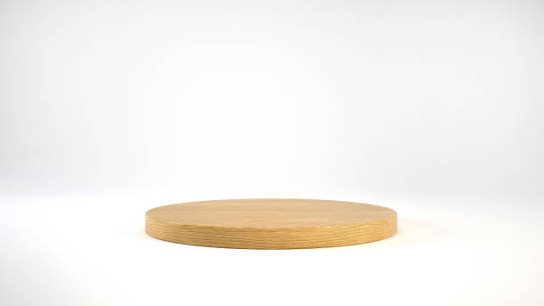istock 3d rendering wooden podium or pedestal display on white background with cylinder stand concept 1491158771
