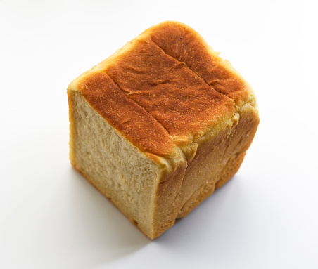 High angle view of 1 loaf of bread, isolated on white with clipping path.