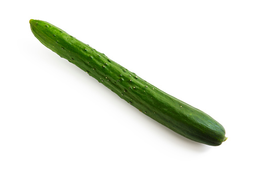 High angle view of cucumber, isolated on white with clipping path.