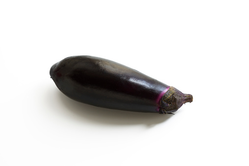 High angle view of eggplant, isolated on white with clipping path.