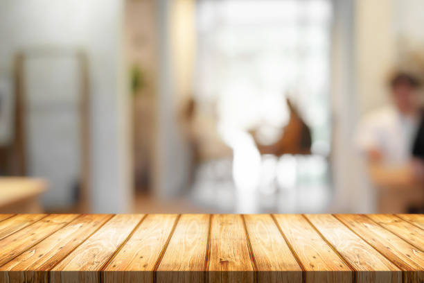 istock Cafe or Restaurant  blurred background with empty wood montage. 1491160969