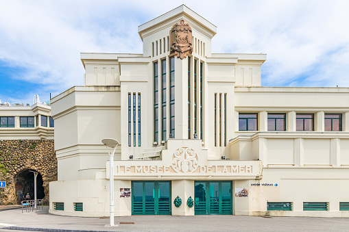 Exterior facade of the Sea Museum and aquarium in Biarritz, France