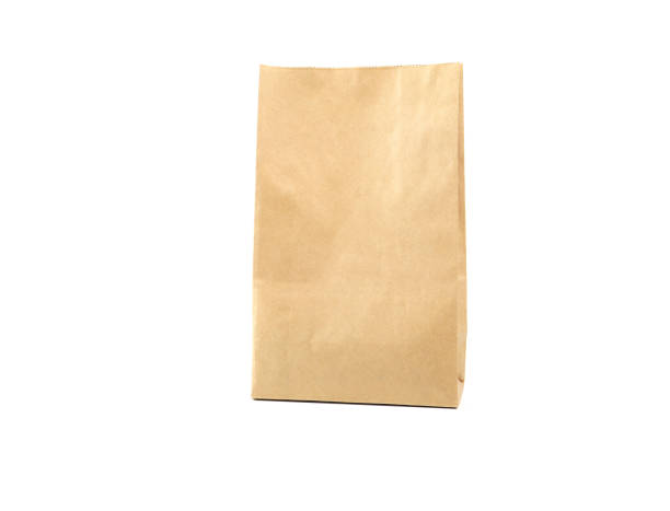 istock Brown craft paper bag packaging for roasted coffee beans template isolated on a white background. 1491163549