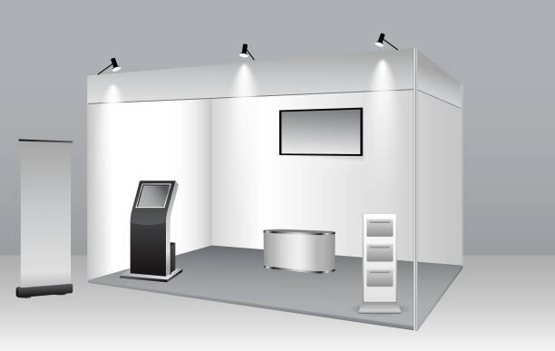 istock set of realistic trade exhibition stand or white blank exhibition kiosk or stand booth corporate commercial. eps vector 1491165014