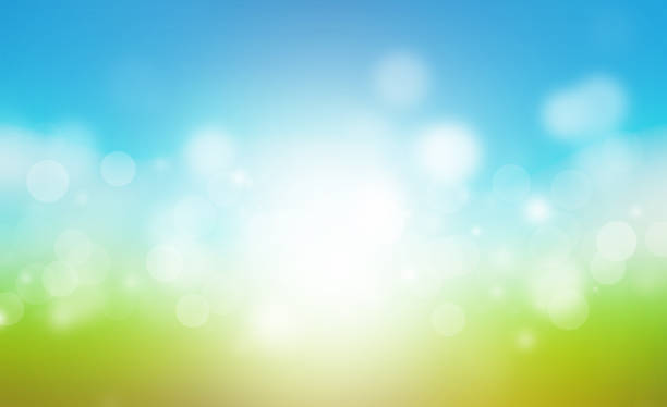 istock Spring blue sunny sky background with sun shine and bokeh blurry 1491167446