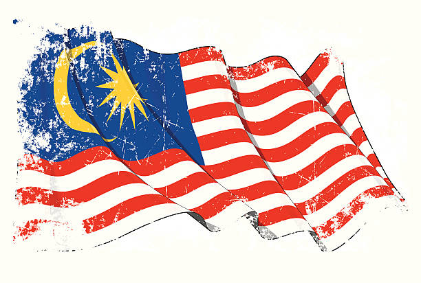 그런지 플랙 말레이시아 - 말레이시아 국기 stock illustrations